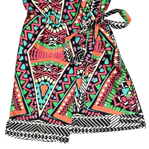 Alexia Admor Wrap Dress Womens M Multicolor Balloon Sleeve Tie Waist Boho Chic - Picture 4 of 16